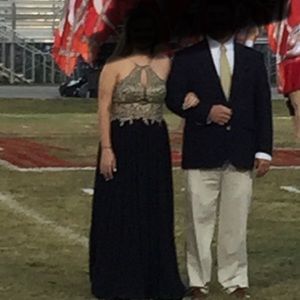 Black and gold prom dress